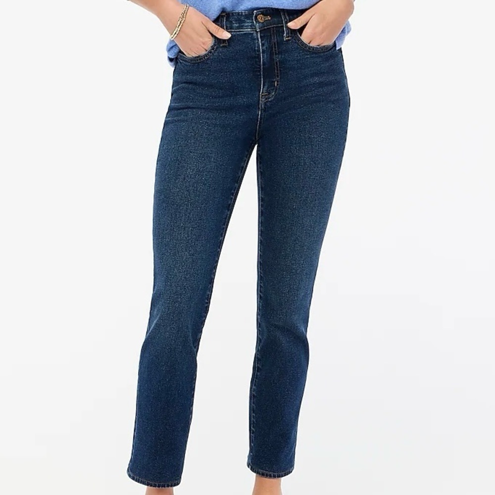 J. Crew| Dark Blue Denim Essential Straight Leg High Rise Jeans Sz 26P